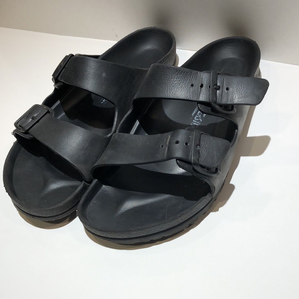 Men’s Black Rubber Birkenstock Sandals, Size 44 - Picture 3 of 8